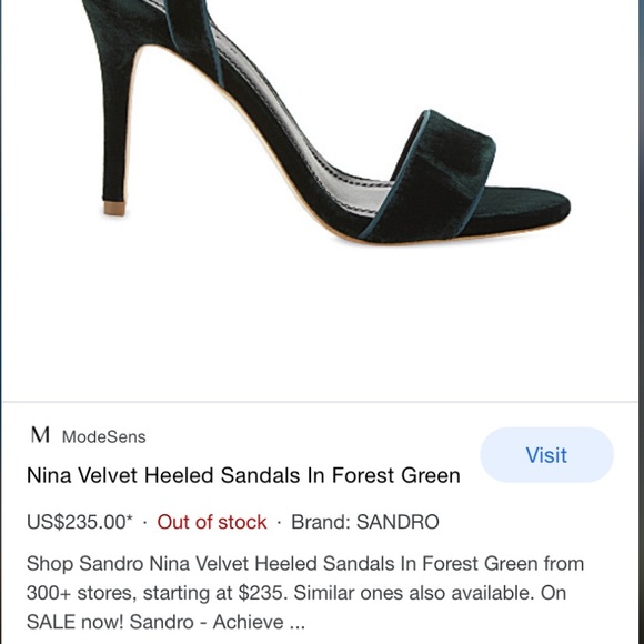 Sandro Nina dk green velvet sandals - Picture 2 of 6
